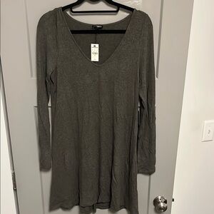 Express Women's Long Sleeve Gray Dress